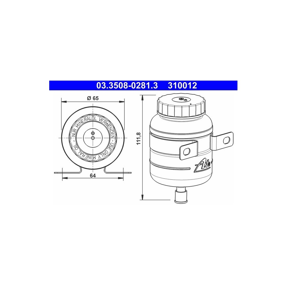 Brake Fluid Reservoir ATE 03350802813