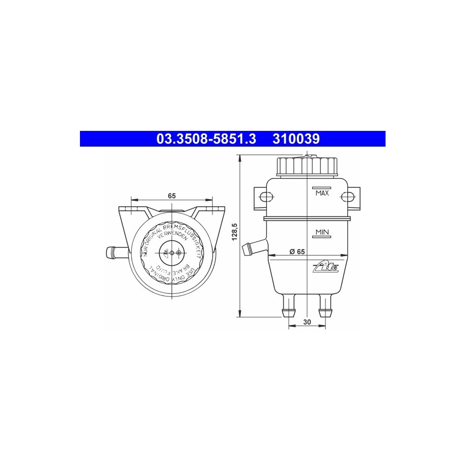Brake Fluid Reservoir ATE 03350858513 for BMW OE 34321112399