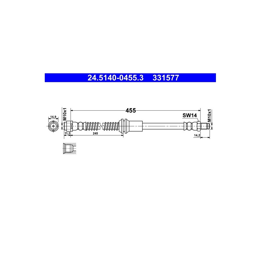 Brake Hose ATE 24514004553 for MERCEDES CCLASS ECLASS
