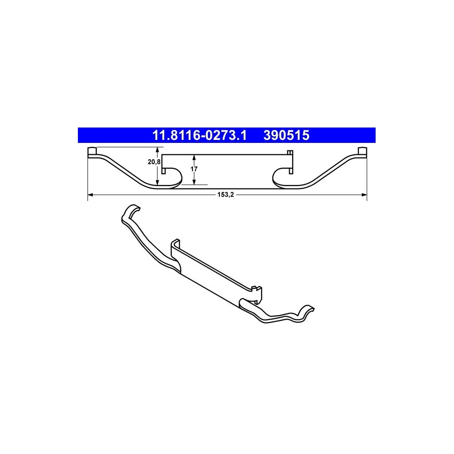 Brake Caliper Spring ATE 11811602731 for BMW MG OE 34116750159