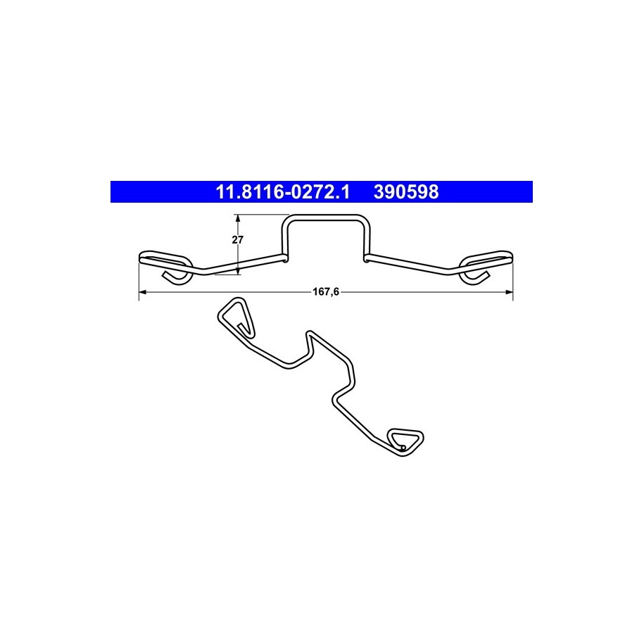 Brake Caliper Spring ATE 11811602721 for FORD SEAT VW