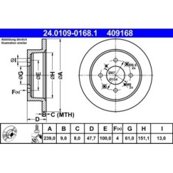 Brake Disc ATE 24010901681 for HONDA CITY OE 42510SELT50
