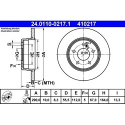 Brake Disc ATE 24011002171 for MERCEDES OE 2104230612