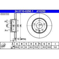 Brake Disc ATE 24011002501 for CHEVROLET VAUXHALL OE 569109