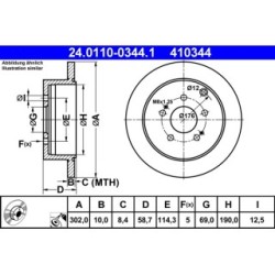 Brake Disc ATE 24011003441 for MITSUBISHI GRANDIS OE MR955407