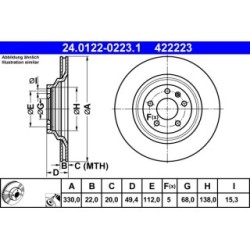 Brake Disc ATE 24012202231 for AUDI A6 OE 4F0615601F