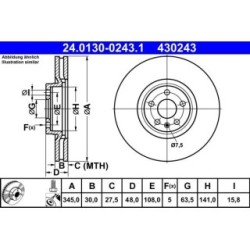 Brake Disc ATE 24013002431 for VOLVO OE 31400568