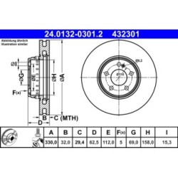 Brake Disc ATE 24013203012 for MERCEDES OE 0004212712