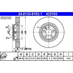 Brake Disc ATE 24013301031 for LAND ROVER DISCOVERY RANGE ROVER