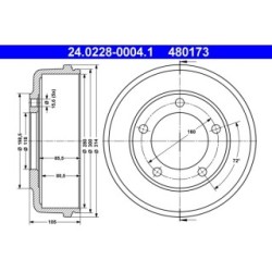 Brake Drum ATE 24022800041 for FORD TRANSIT