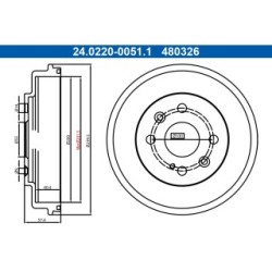 Brake Drum ATE 24022000511 for MAZDA 2 OE DF7126251