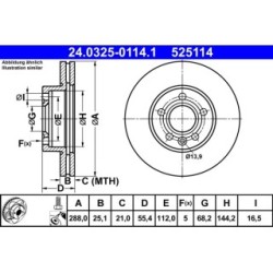Brake Disc ATE 24032501141 for FORD SEAT VW OE 1001093