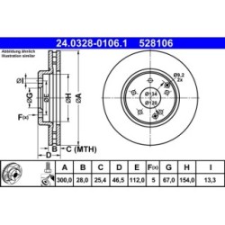 Brake Disc ATE 24032801061 for MERCEDES OE 2104211512