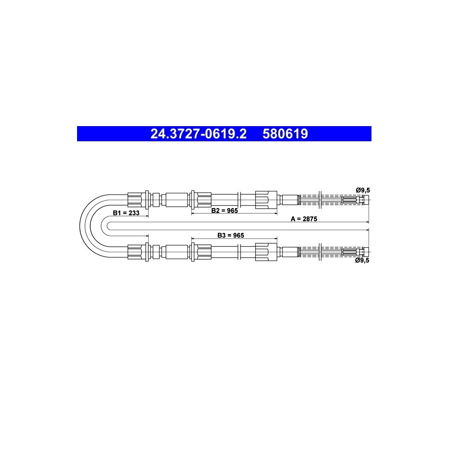 Brake Cable ATE 24372706192 for FORD TRANSIT OE 6049290