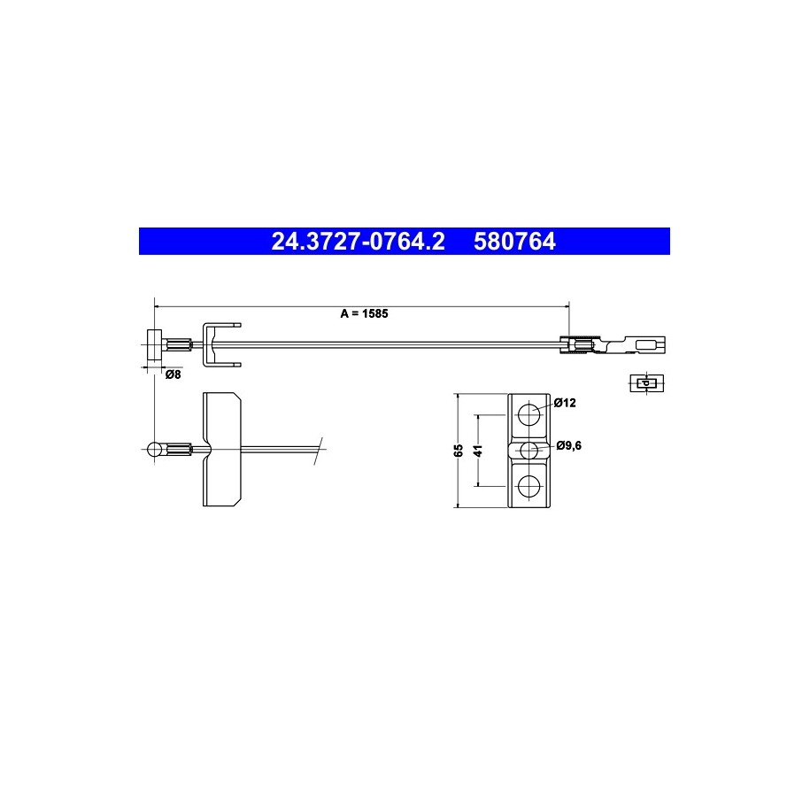 Brake Cable ATE 24372707642 for VAUXHALL RENAULT