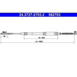 Brake Cable ATE 24372727032 for SEAT CORDOBA IBIZA OE 6K0609721
