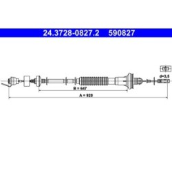 Clutch Cable ATE 24372808272 for PEUGEOT 206 OE 2150Y6
