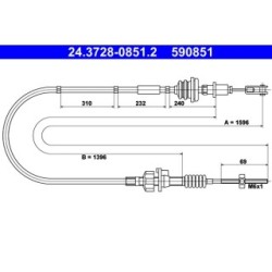 Clutch Cable ATE 24372808512 for CITROEN PEUGEOT TOYOTA OE 2150CQ
