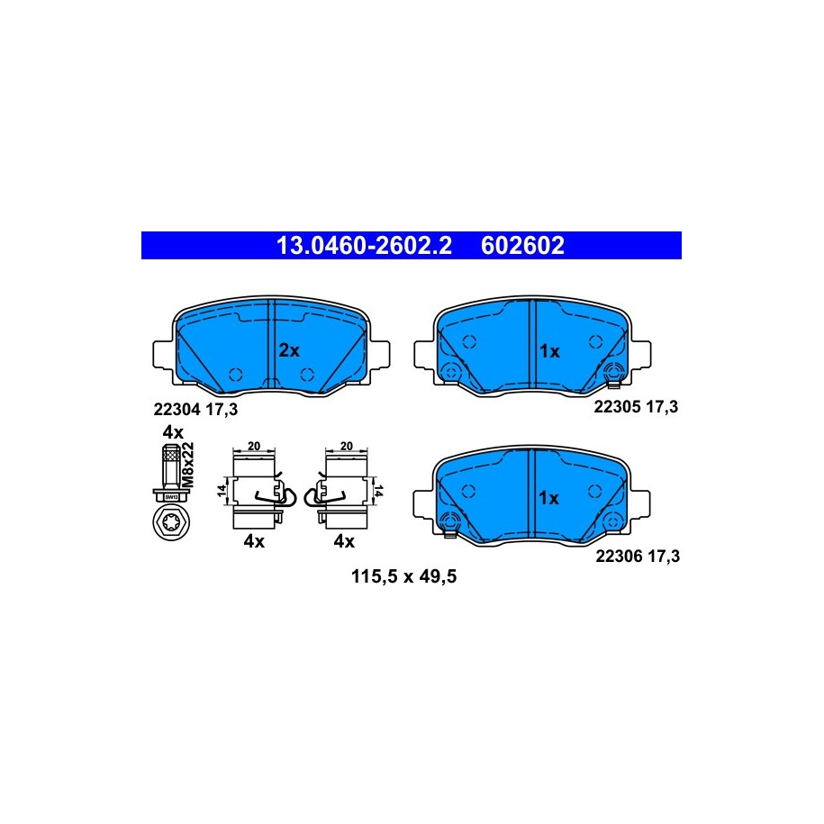 Brake Pad Set ATE 13046026022 for FIAT JEEP OE 77367145