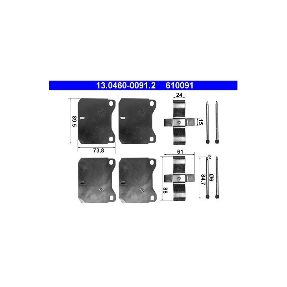 Brake Pad Accessory Kit ATE 13046000912 for VW LT