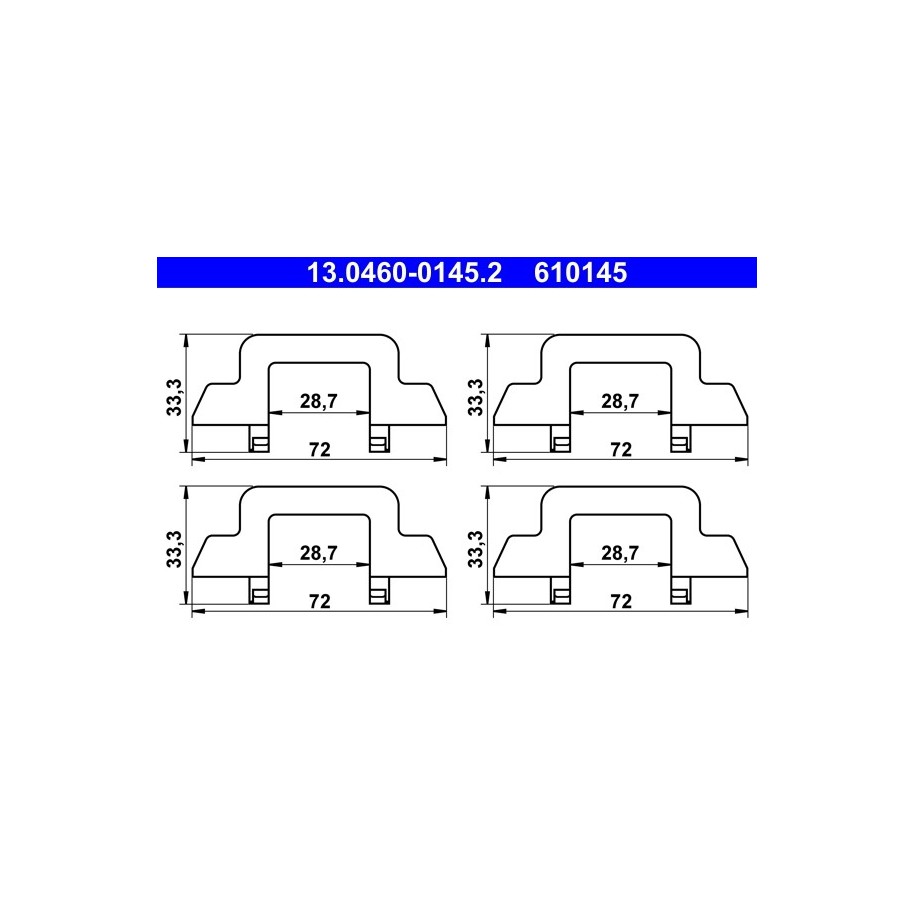 Brake Pad Accessory Kit ATE 13046001452 for CITROEN C2 C3
