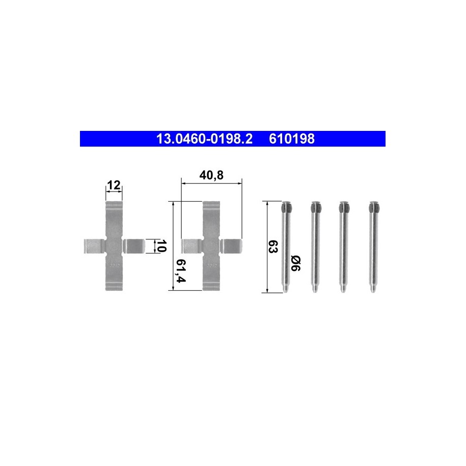 Brake Pad Accessory Kit ATE 13046001982 for VAUXHALL