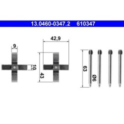 Brake Pad Accessory Kit ATE 13046003472 for VAUXHALL SAAB