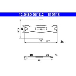 Brake Pad Accessory Kit ATE 13046005182 for AUDI PORSCHE