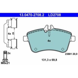 Brake Pad Set ATE 13047027082 for MERCEDES ACLASS BCLASS