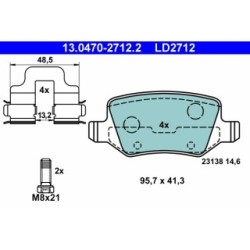 Brake Pad Set ATE 13047027122 for MERCEDES ACLASS BCLASS
