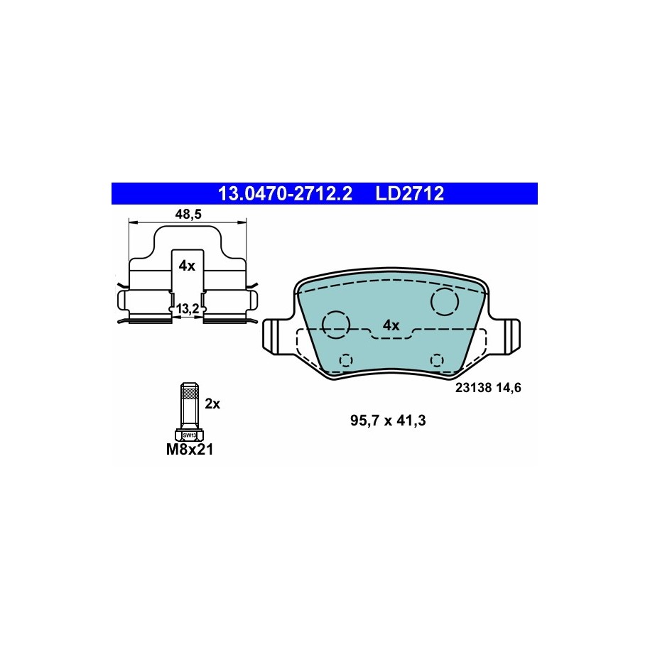 Brake Pad Set ATE 13047027122 for MERCEDES ACLASS BCLASS