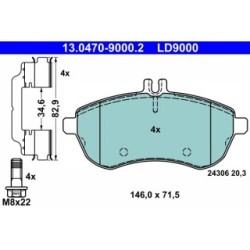 Brake Pad Set ATE 13047090002 for MERCEDES CCLASS ECLASS