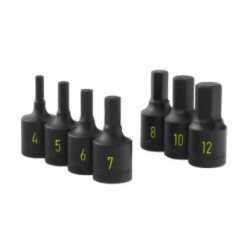 7pc 3/8 Drive Hex impact socket set 4mm to 12mm
