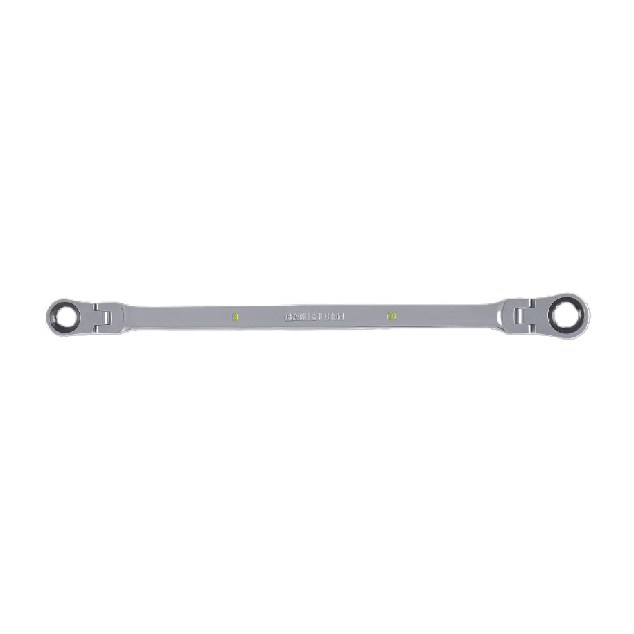 12 PT 8mm x 10mm 72 Tooth Extended Box Ratcheting Flex Double Box Wrench