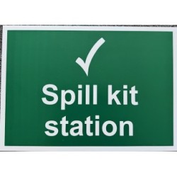 Spill kit station safety sign made from rigid plastic