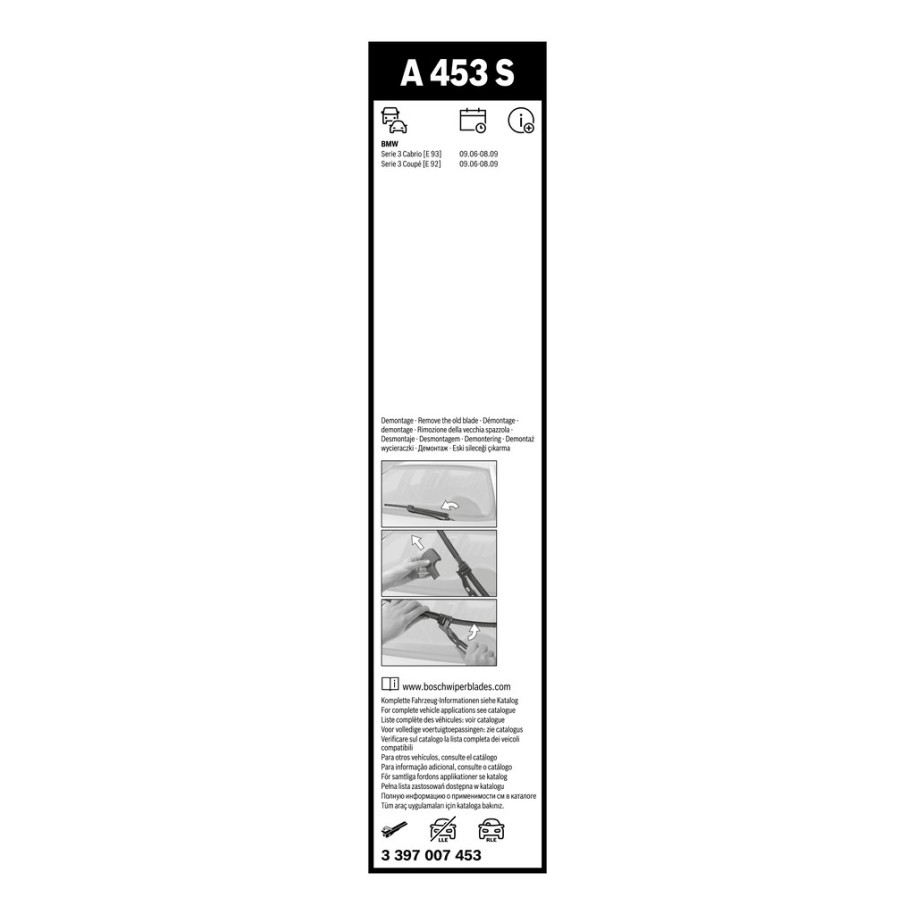 Wiper Blade BOSCH 3397007453 for BMW 3 OE 61617156483