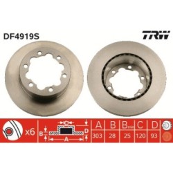 Brake Disc TRW DF4919S for MERCEDES VW SPRINTER CRAFTER