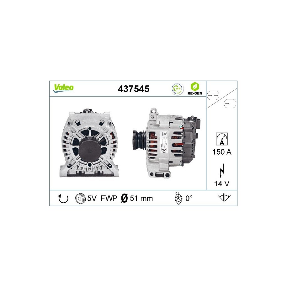 Alternator VALEO 437545 for MERCEDES A-CLASS B-CLASS C-CLASS