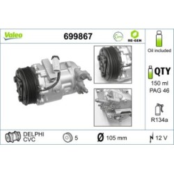 AC Compressor VALEO 699867 for VAUXHALL SUBARU SUZUKI 4706817