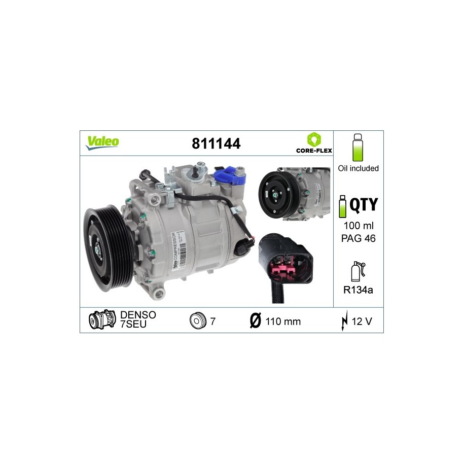 Buy AC Compressor VALEO 811144 for AUDI A6 4B0260805H