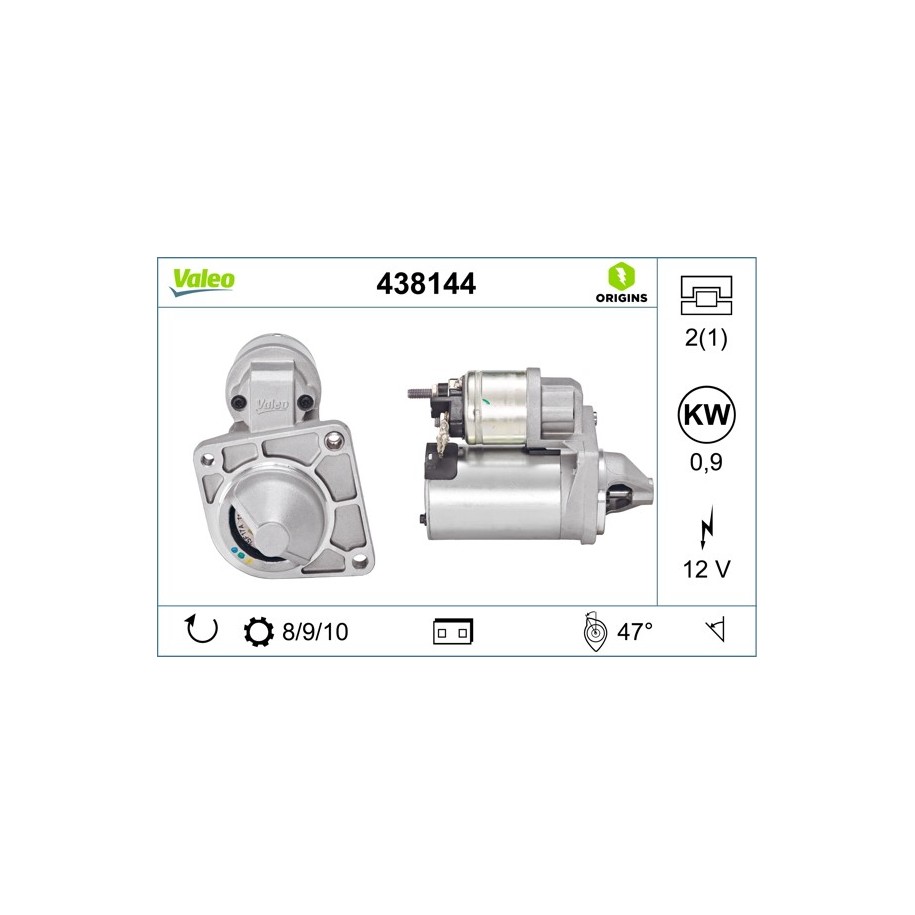 Starter Motor VALEO 438144 for ABARTH ALFA ROMEO FIAT LANCIA
