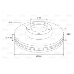 Brake Disc VALEO 197325 for AUDI SEAT SKODA VW 1K0615301T
