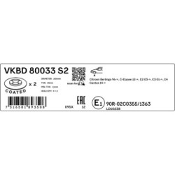 Brake Disc SKF VKBD80033S2 for CITROEN PEUGEOT OE 1608691680