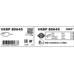 Brake Pad Set SKF VKBP80645 for VAUXHALL OE 1605089