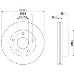 Brake Disc MINTEX MDC461 for FORD P 88PX1125BA
