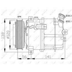 AC Compressor NRF 32117 for SAAB, VAUXHALL, VAUXHALL/OPEL OE 09132925