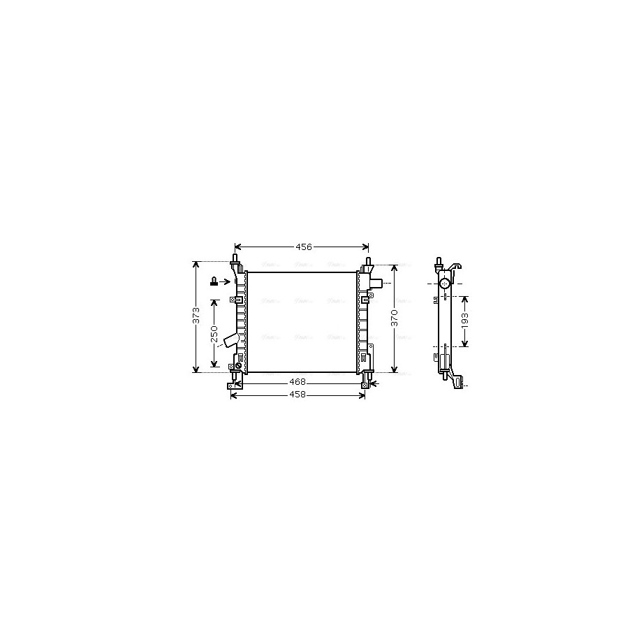 Radiator - Engine Cooling - AVA FD2373