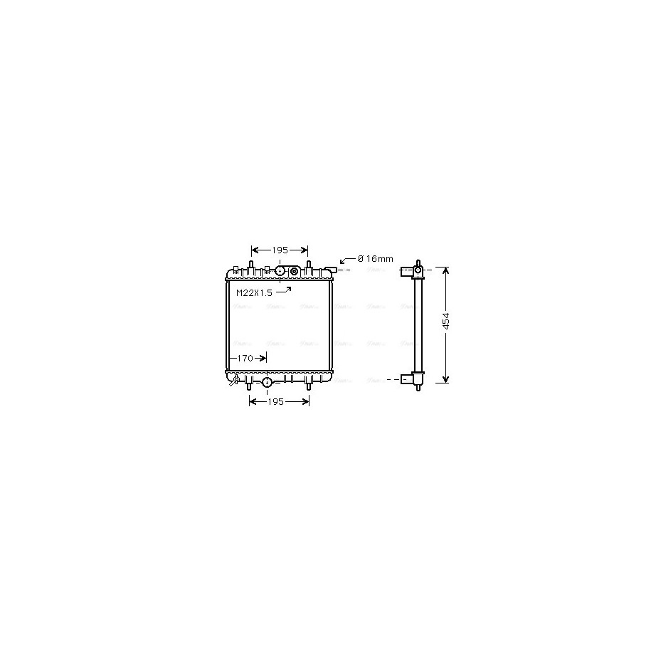 Radiator - Engine Cooling - AVA PE2243