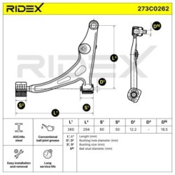 Control Trailing Arm RIDEX 273C0262 for SUZUKI 45202-60G00