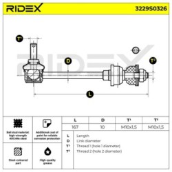 Stabiliser Drop Link RIDEX 3229S0326 for CHEVROLET